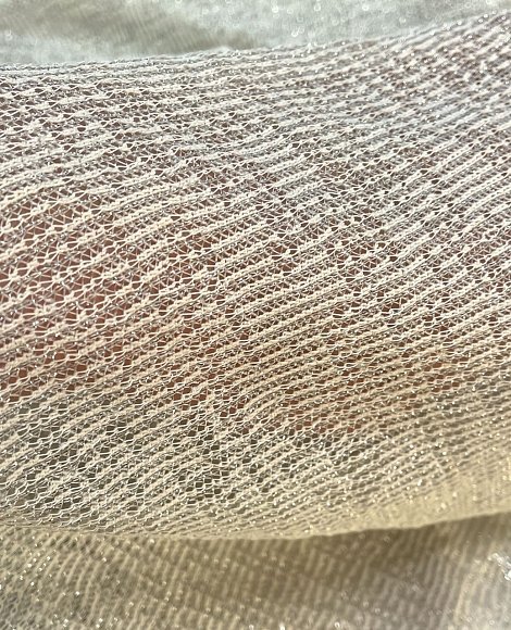 Трикотаж тонкая вязка серебро молочный